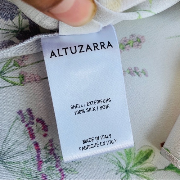 ALTUZARRA Christina Floral Georgette Print Silk Bell-Sleeve Lilac Blouse Size 38 - Picture 10 of 13